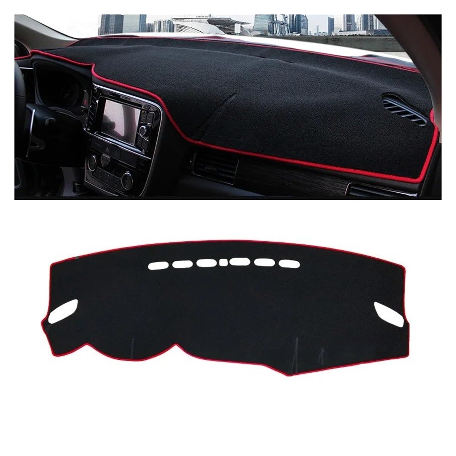 Armaturenbrett-Matte Für Mitsubishi Für Outlander 3 2013 2014 2015 2016 2017 2018 2019 2020 2021 Auto Dashboard Matte Sonnenschutz Nicht-Slip Abdeckung Armaturenbrettmatte(LHD Red Side) von TjOta