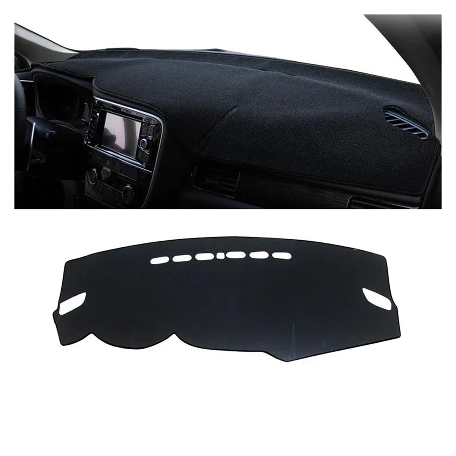 Armaturenbrett-Matte Für Mitsubishi Für Outlander 3 III 2013 2014 2015 2016 2017 2018 2019 2020 Auto Dashboard Abdeckung Sonnenschutz Nicht-Slip Matte Armaturenbrettmatte(A LHD Black Side) von TjOta