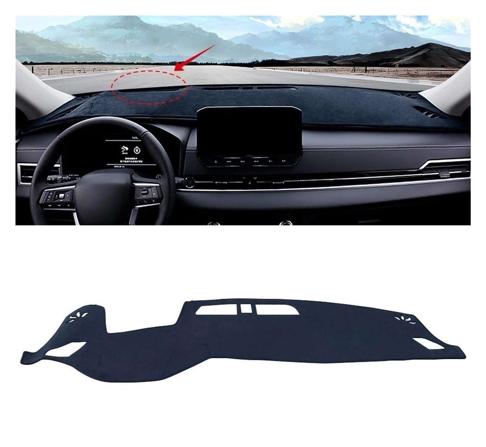 Armaturenbrett-Matte Für Mitsubishi Für Outlander Für PHEV IV 4 MK4 2022-2024 Auto Dashboard Abdeckung Dash Matte Sonnenschutz Nicht-Slip Pad Zubehör Armaturenbrettmatte(LHD Black with HUD) von TjOta
