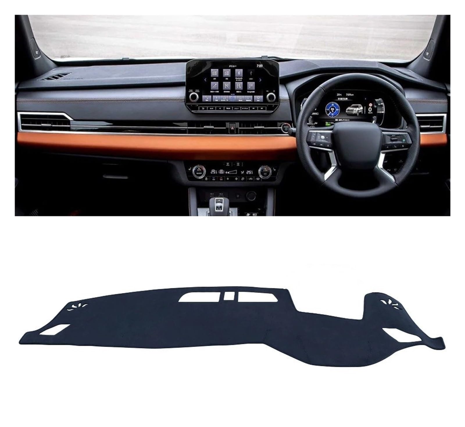 Armaturenbrett-Matte Für Mitsubishi Für Outlander Für PHEV IV 4 MK4 2022-2024 Auto Dashboard Abdeckung Dash Matte Sonnenschutz Nicht-Slip Pad Zubehör Armaturenbrettmatte(RHD Black with HUD) von TjOta
