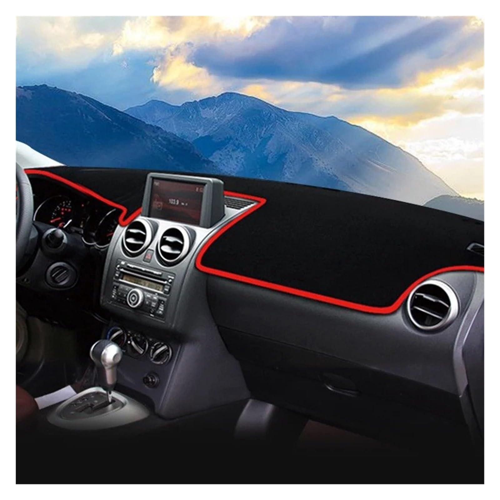 Armaturenbrett-Matte Für Nissan Für Qashqai J10 2008-2013 LHD Auto Dashboard Abdeckung Instrument Panel Vermeiden Licht Matte Innen Zubehör Armaturenbrettmatte(with GPS Red) von TjOta