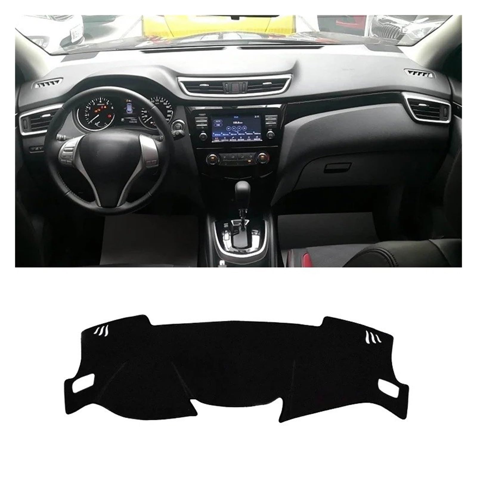 Armaturenbrett-Matte Für Nissan Für Qashqai J11 2014-2020 Auto Dashboard Sonnenschutz Abdeckung Instrument Schreibtisch Nicht-Slip Matte Zubehör Armaturenbrettmatte(LHD Black Side) von TjOta