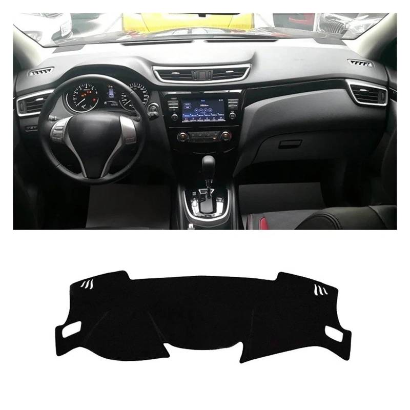 Armaturenbrett-Matte Für Nissan Für Qashqai J11 2014-2020 Auto Dashboard Sonnenschutz Abdeckung Instrument Schreibtisch Nicht-Slip Matte Zubehör Armaturenbrettmatte(LHD Black Side) von TjOta