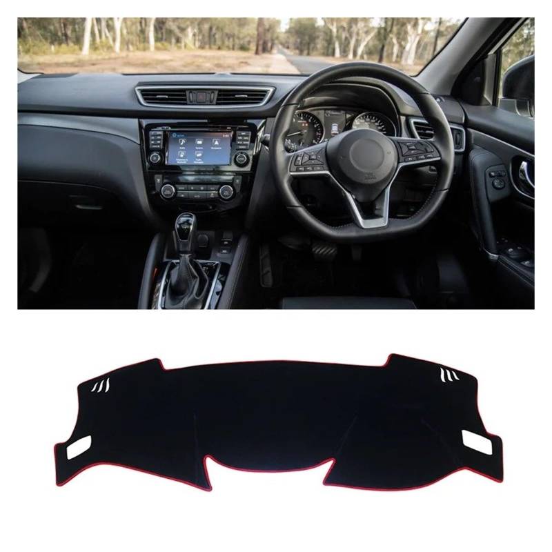 Armaturenbrett-Matte Für Nissan Für Qashqai J11 2014-2020 Auto Dashboard Sonnenschutz Abdeckung Instrument Schreibtisch Nicht-Slip Matte Zubehör Armaturenbrettmatte(RHD Red Side) von TjOta