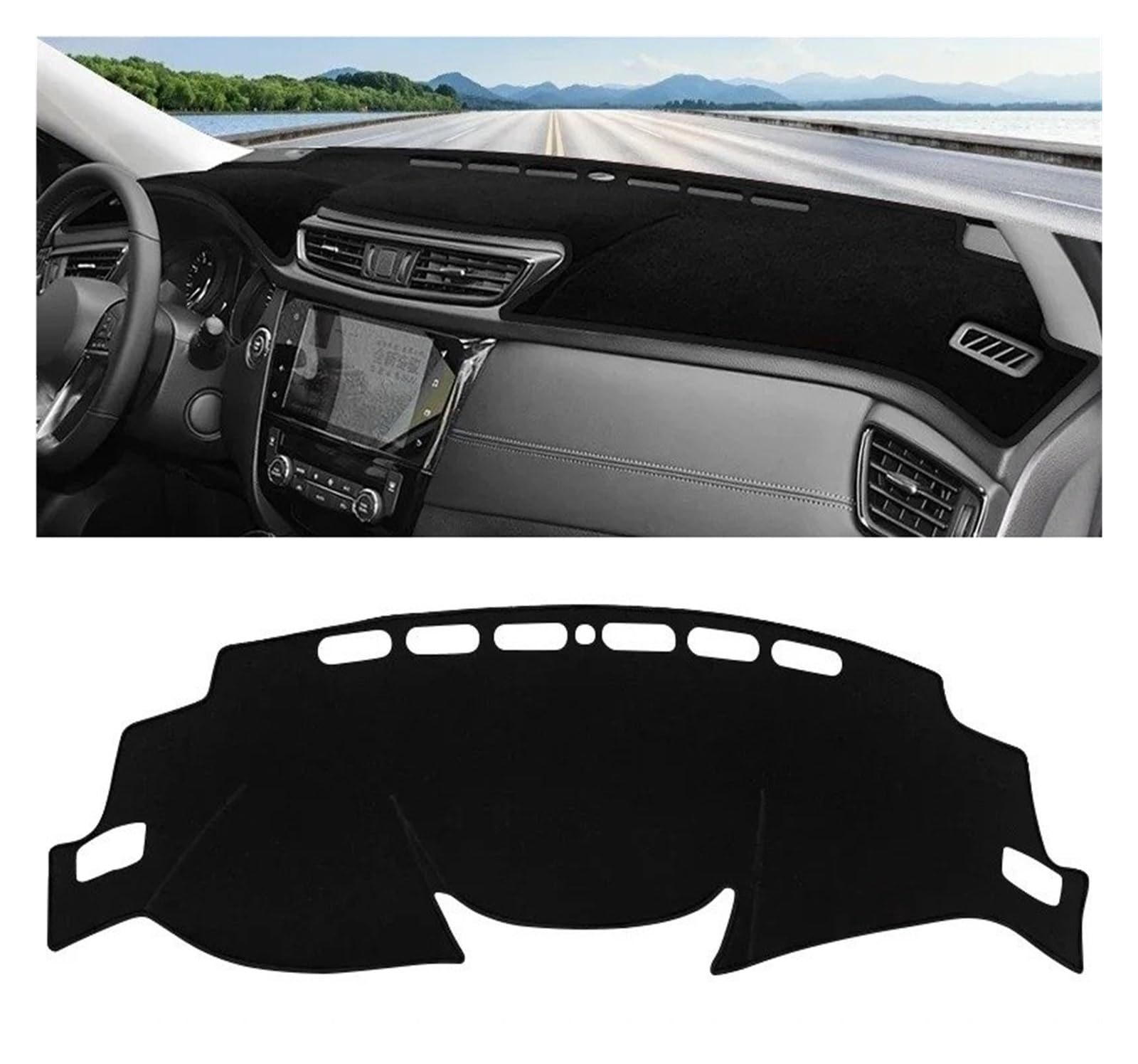 Armaturenbrett-Matte Für Nissan Für X-Trail T32 2014-2020 Auto Dashboard Abdeckung Vermeiden Licht Pad Sonnenschutz Fall Anti-uv Teppiche Matte Armaturenbrettmatte(A Black Side LHD) von TjOta