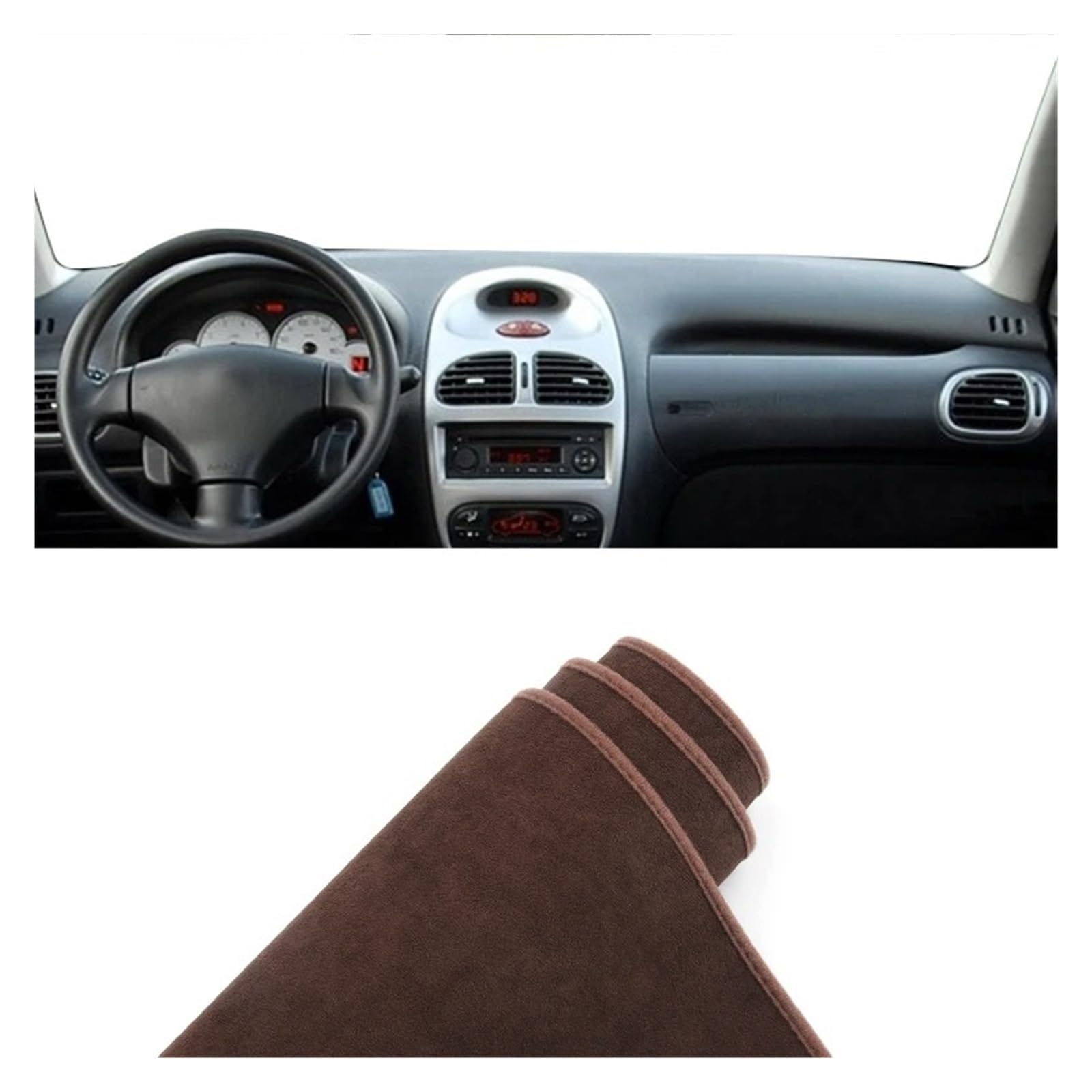 Armaturenbrett-Matte Für Peugeot 206 206CC 206SW 2004-2008 LHD Auto Dashboard Abdeckung Matte Dash Board Sonnenschutz Pad Instrument Nicht-Slip Teppich Armaturenbrettmatte(B Brown) von TjOta