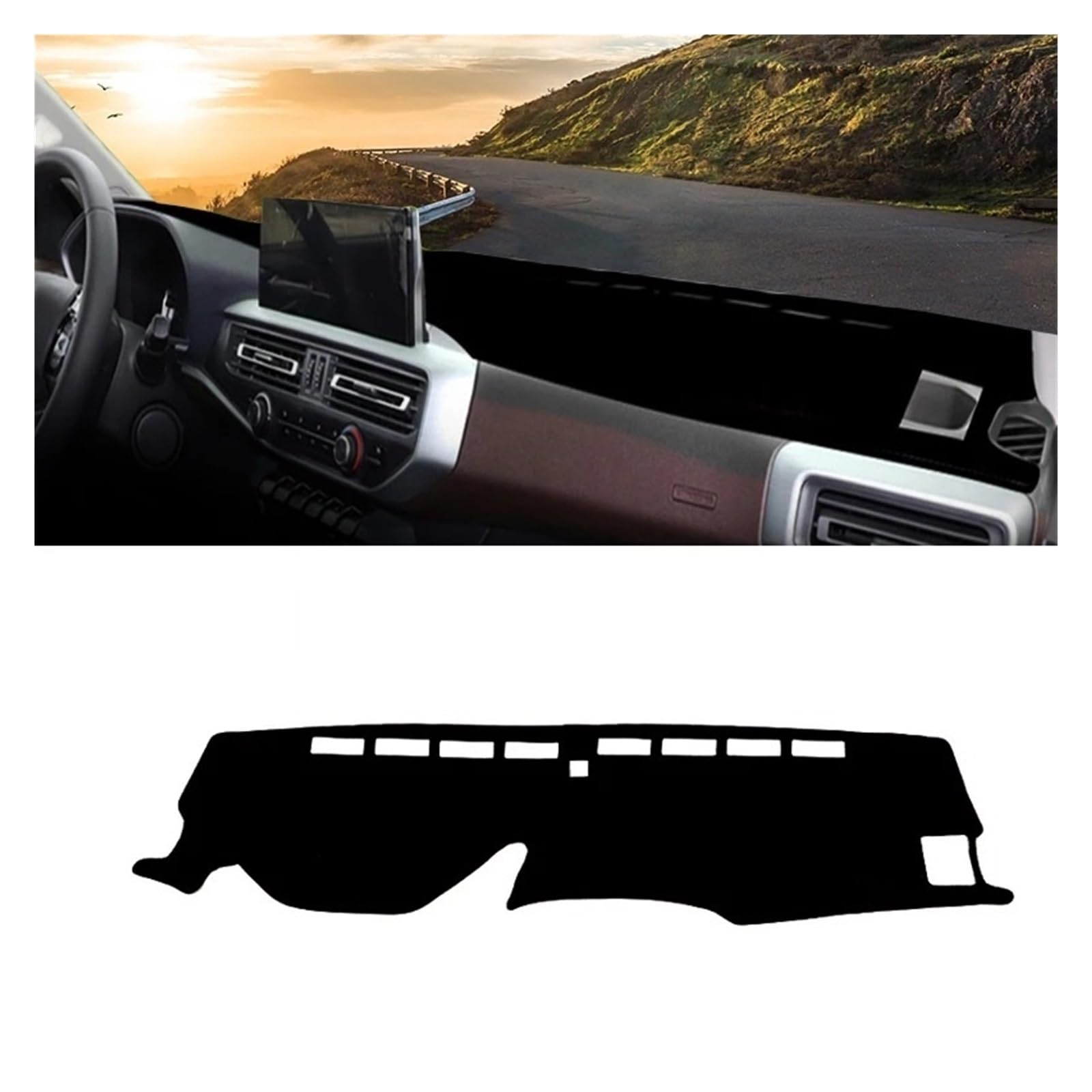Armaturenbrett-Matte Für Peugeot Für Landtrek 2020 2021 2022 2023 LHD Auto Dashboard Abdeckung Dash Matte Sonnenschutz Nicht-Slip Pad Zubehör Armaturenbrettmatte(Black Side LHD) von TjOta