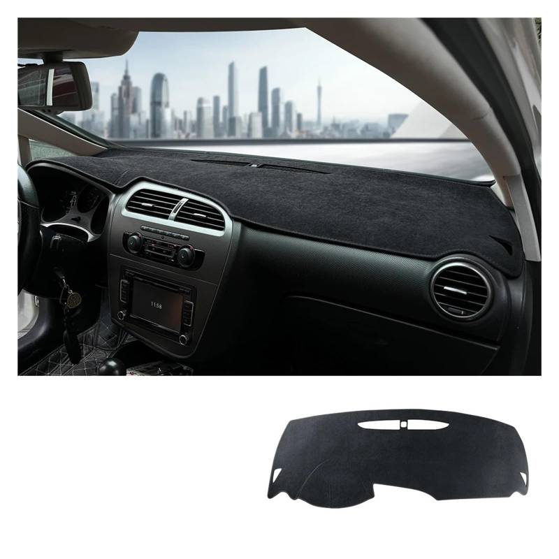 Armaturenbrett-Matte Für Seat Für Leon 2005 2006 2007 2008 2009 2010 2011 2012 Sonnenschutz Matte Dashmat Teppich Anti-Slip Pad Innen Zubehör Armaturenbrettmatte(for LHD Black) von TjOta