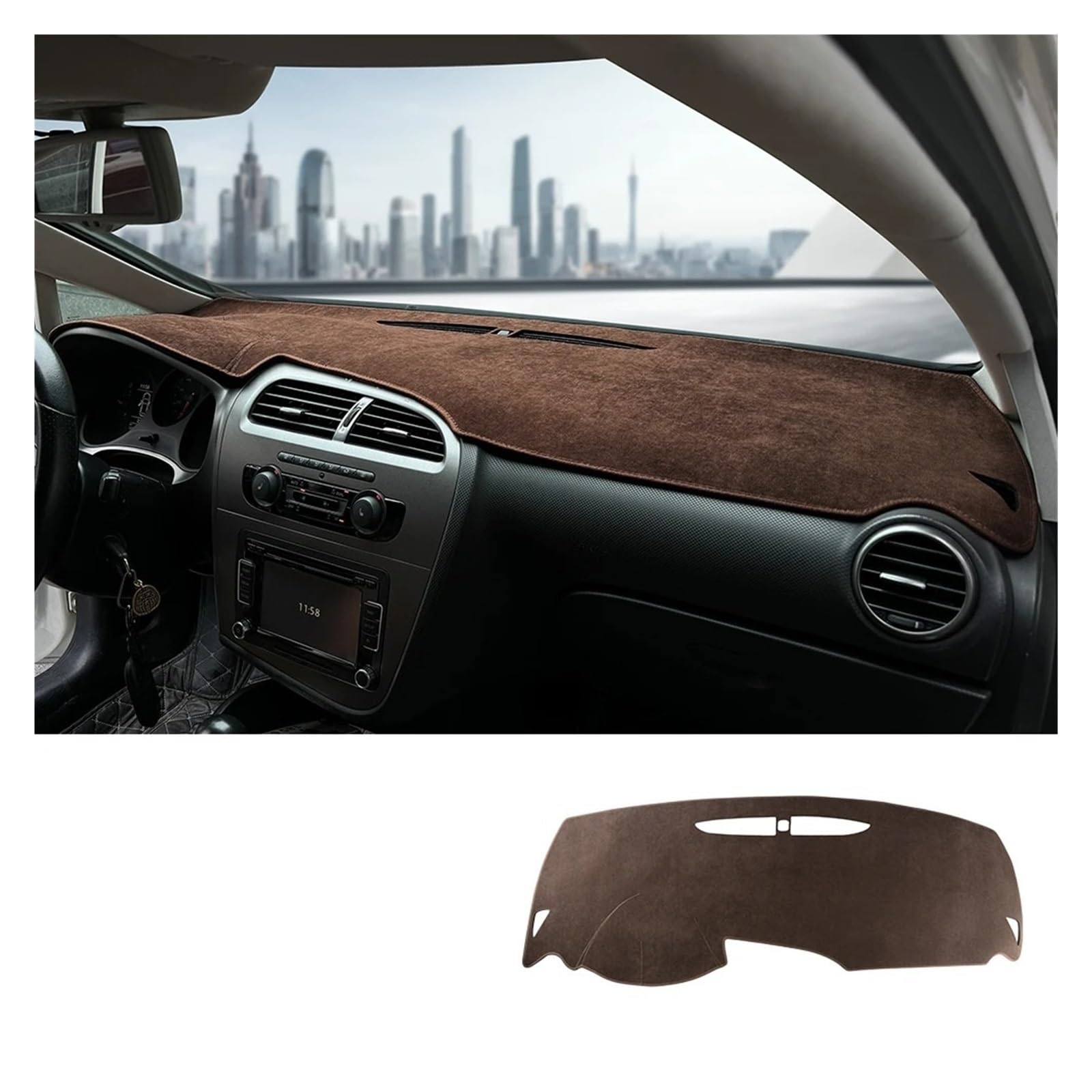 Armaturenbrett-Matte Für Seat Für Leon 2005 2006 2007 2008 2009 2010 2011 2012 Sonnenschutz Matte Dashmat Teppich Anti-Slip Pad Innen Zubehör Armaturenbrettmatte(for LHD Brown) von TjOta