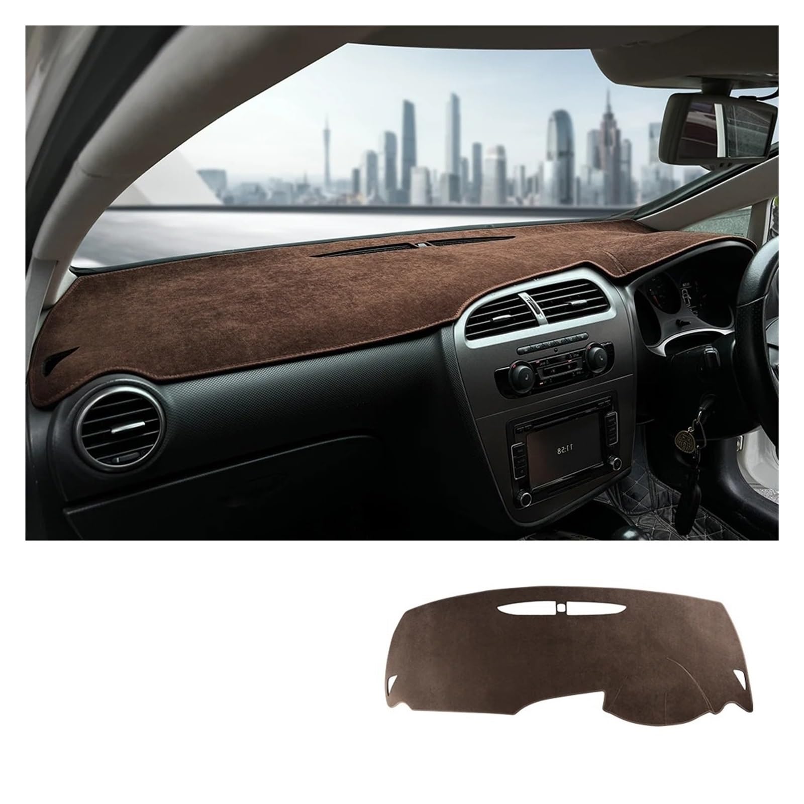 Armaturenbrett-Matte Für Seat Für Leon 2005 2006 2007 2008 2009 2010 2011 2012 Sonnenschutz Matte Dashmat Teppich Anti-Slip Pad Innen Zubehör Armaturenbrettmatte(for RHD Brown) von TjOta