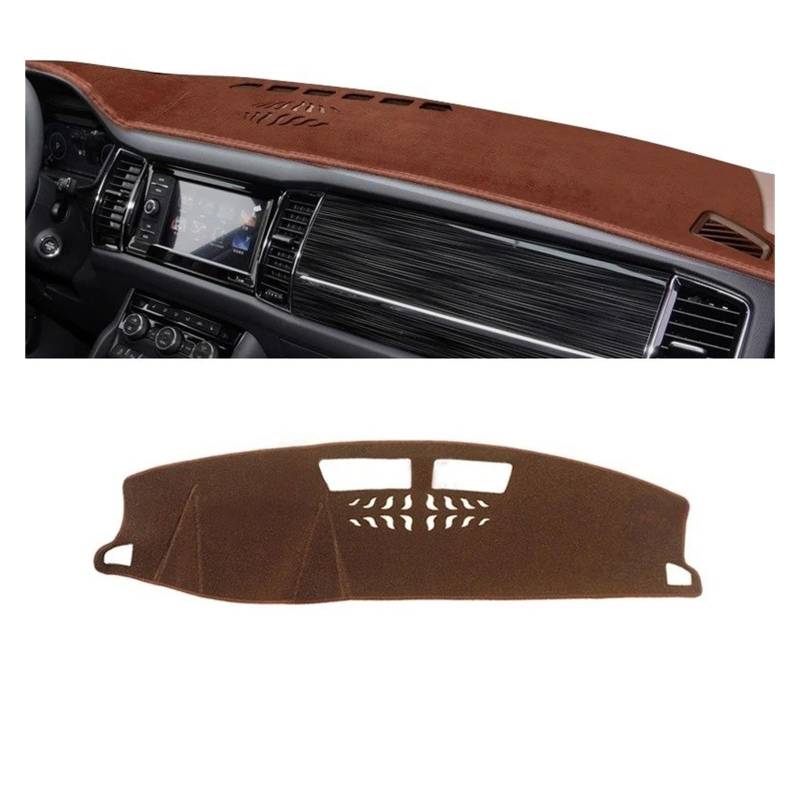 Armaturenbrett-Matte Für Skoda Für Kodiaq 2016 2017 2018 2019 2020 2021 2022 Auto Dashboard Matte Sonnenschutz Instrument Schreibtisch Nicht-Slip Abdeckung Armaturenbrettmatte(B Brown LHD) von TjOta