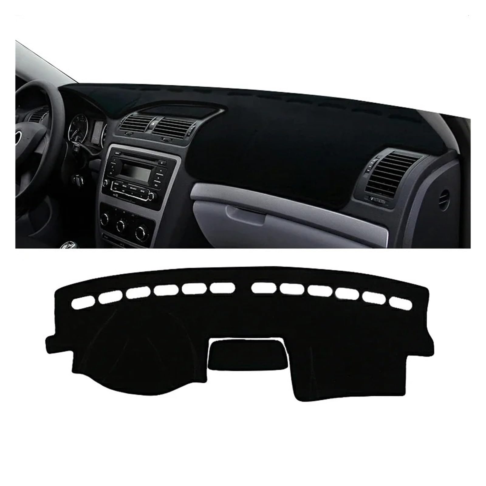 Armaturenbrett-Matte Für Skoda Für Octavia 2 Für A5 MK2 2004 2005 2006 2007 2008 2009 2010 2011 2012 Auto Dashboard Abdeckung Sonnenschutz Nicht-Slip Pad Armaturenbrettmatte(LHD Black Side) von TjOta
