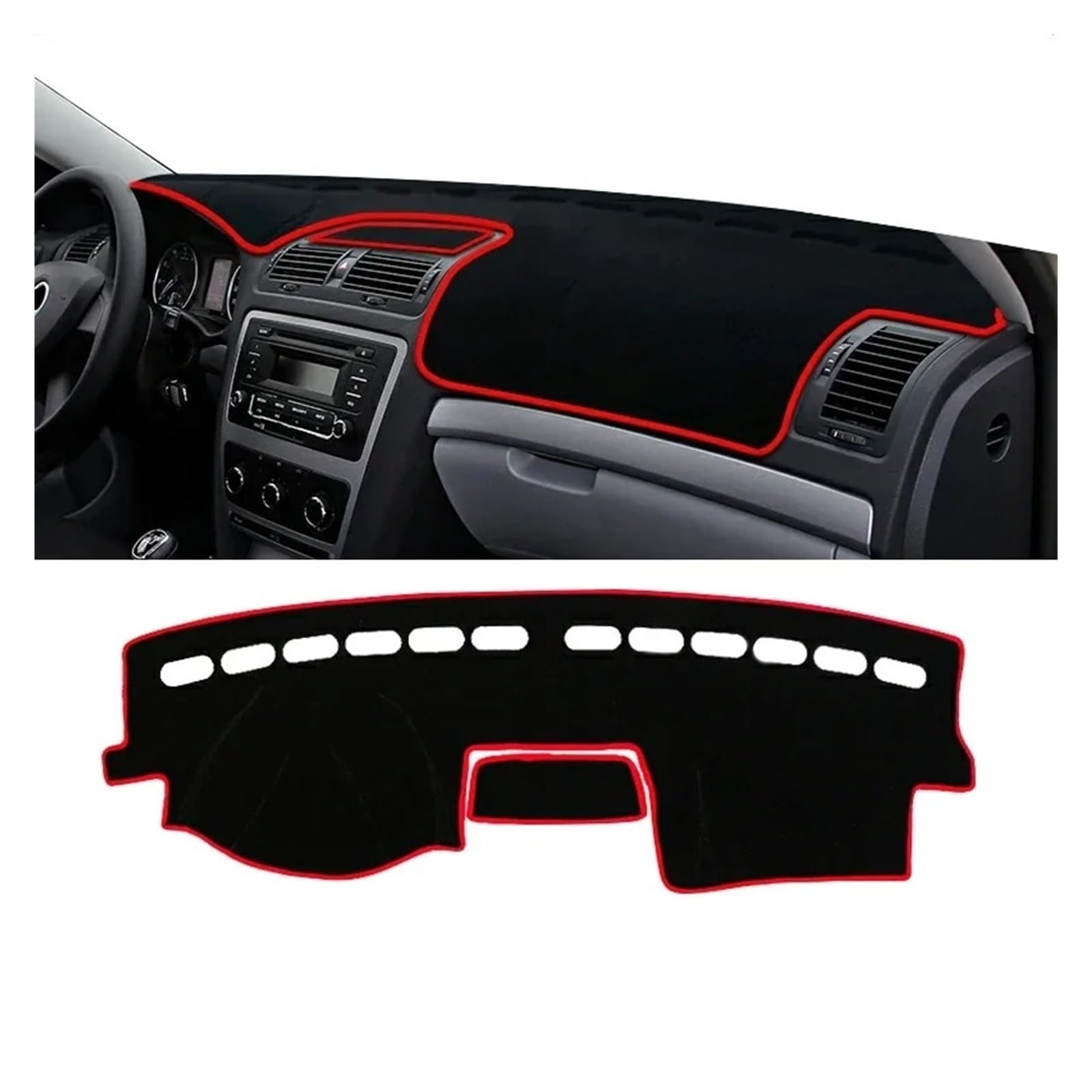 Armaturenbrett-Matte Für Skoda Für Octavia 2 Für A5 MK2 2004 2005 2006 2007 2008 2009 2010 2011 2012 Auto Dashboard Abdeckung Sonnenschutz Nicht-Slip Pad Armaturenbrettmatte(LHD Red Side) von TjOta