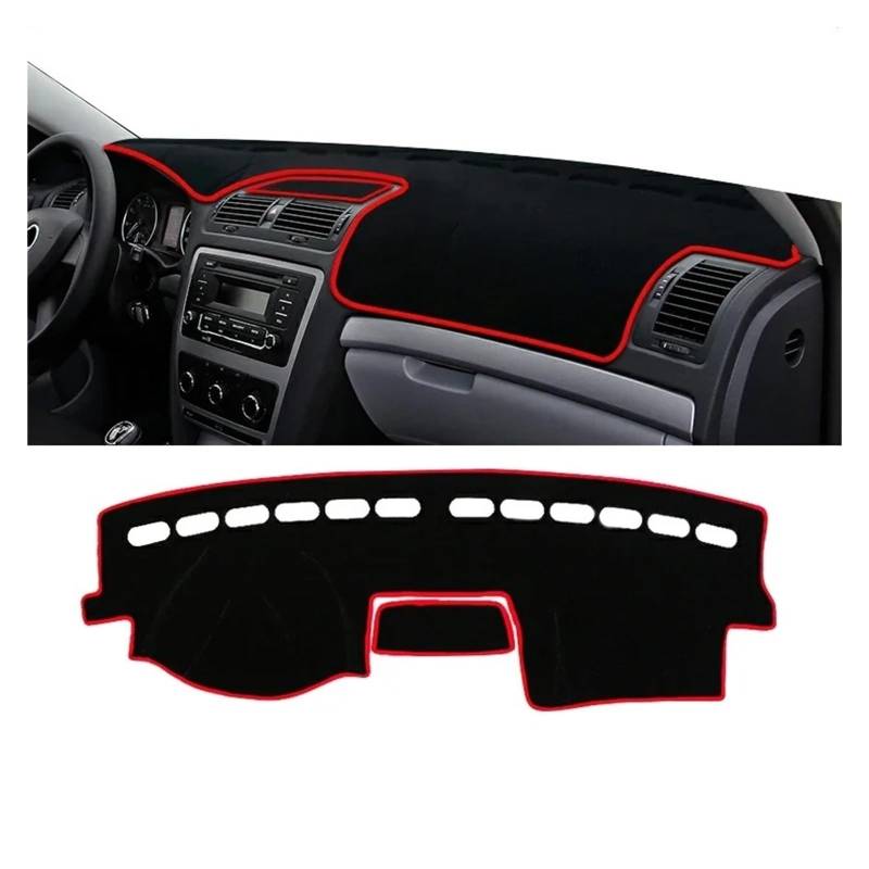 Armaturenbrett-Matte Für Skoda Für Octavia 2 Für A5 MK2 2004 2005 2006 2007 2008 2009 2010 2011 2012 Auto Dashboard Abdeckung Sonnenschutz Nicht-Slip Pad Armaturenbrettmatte(LHD Red Side) von TjOta