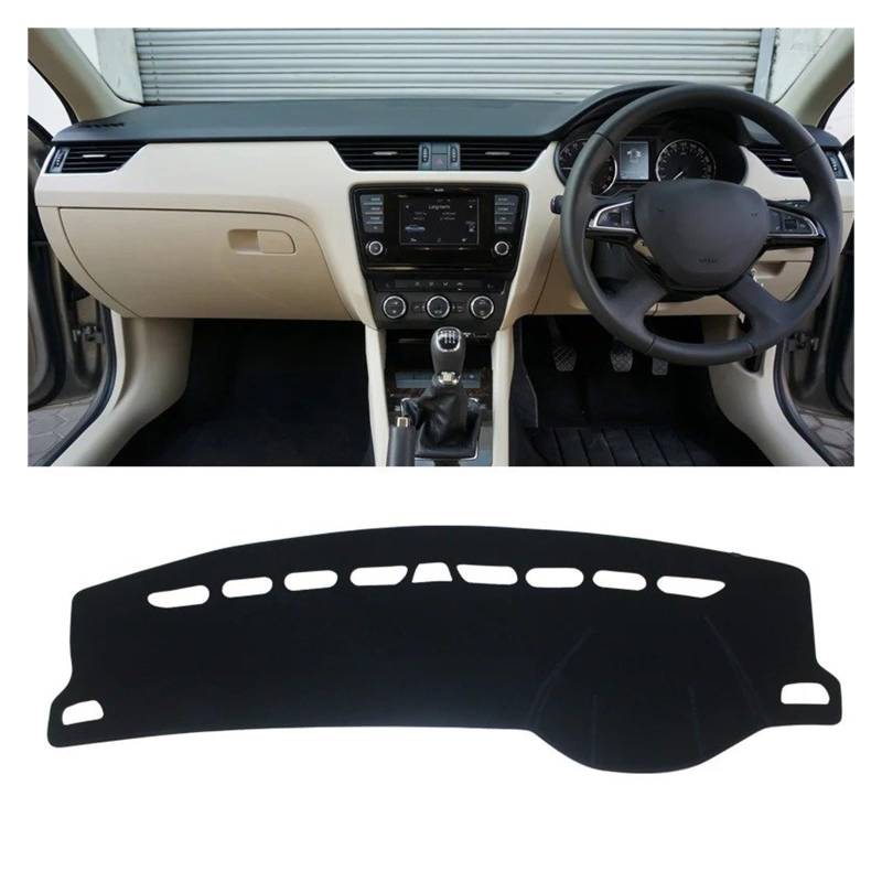 Armaturenbrett-Matte Für Skoda Für Octavia Für A7 MK3 5E 2015 2016 2017 2018 2019 2020 Auto Dashboard Abdeckung Dash Matte Sonnenschutz Pad Zubehör Armaturenbrettmatte(RHD Black Side) von TjOta