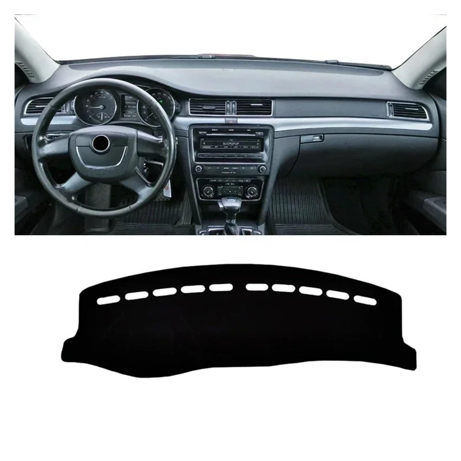 Armaturenbrett-Matte Für Skoda Für Superb 2 B6 3T 2009 2010 2011 2012 2013 2014 2015 Auto Dashboard Abdeckung Dash Matte Sonnenschutz Nicht-Slip Pad Zubehör Armaturenbrettmatte(A LHD Black Side) von TjOta