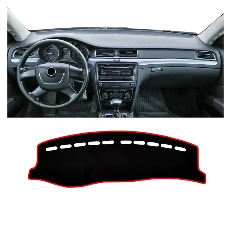 Armaturenbrett-Matte Für Skoda Für Superb 2 B6 3T 2009 2010 2011 2012 2013 2014 2015 Auto Dashboard Abdeckung Dash Matte Sonnenschutz Nicht-Slip Pad Zubehör Armaturenbrettmatte(A LHD Red Side) von TjOta
