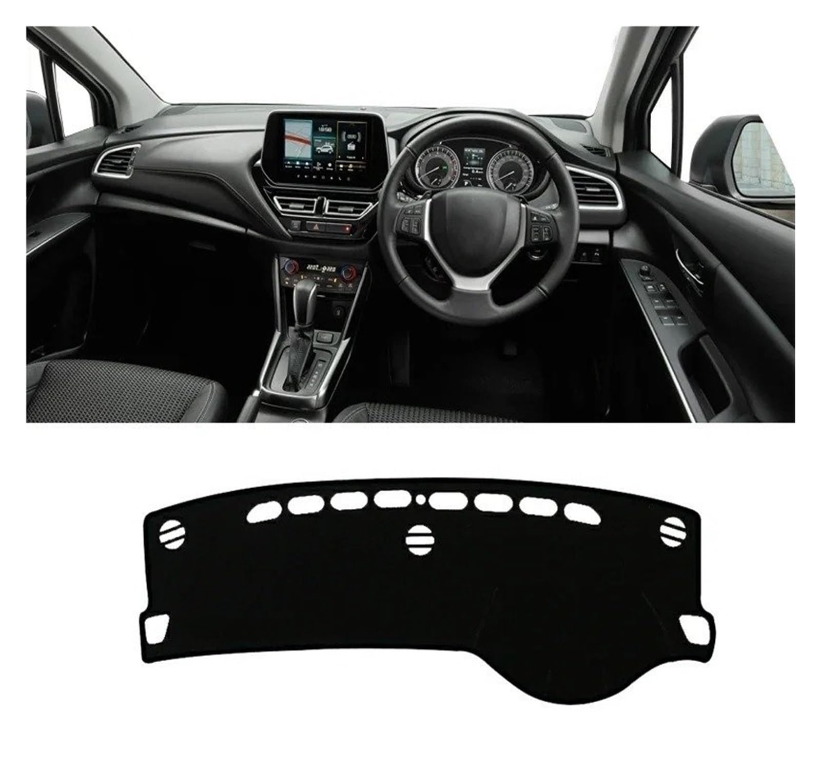 Armaturenbrett-Matte Für Suzuki Für S-Cross MK3 2022 2023 2024 Auto Dashboard Abdeckung Vermeiden Licht Pads Sonnenschutz Matten Instrumententafel rutschfeste Armaturenbrettmatte(A RHD Black Side) von TjOta