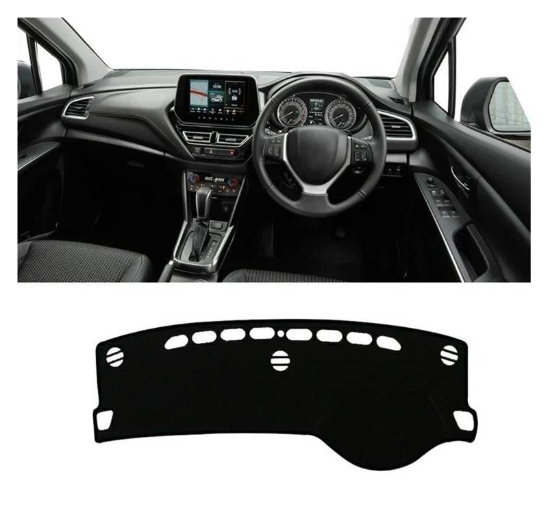 Armaturenbrett-Matte Für Suzuki Für S-Cross MK3 2022 2023 2024 Auto Dashboard Abdeckung Vermeiden Licht Pads Sonnenschutz Matten Instrumententafel rutschfeste Armaturenbrettmatte(A RHD Black Side) von TjOta