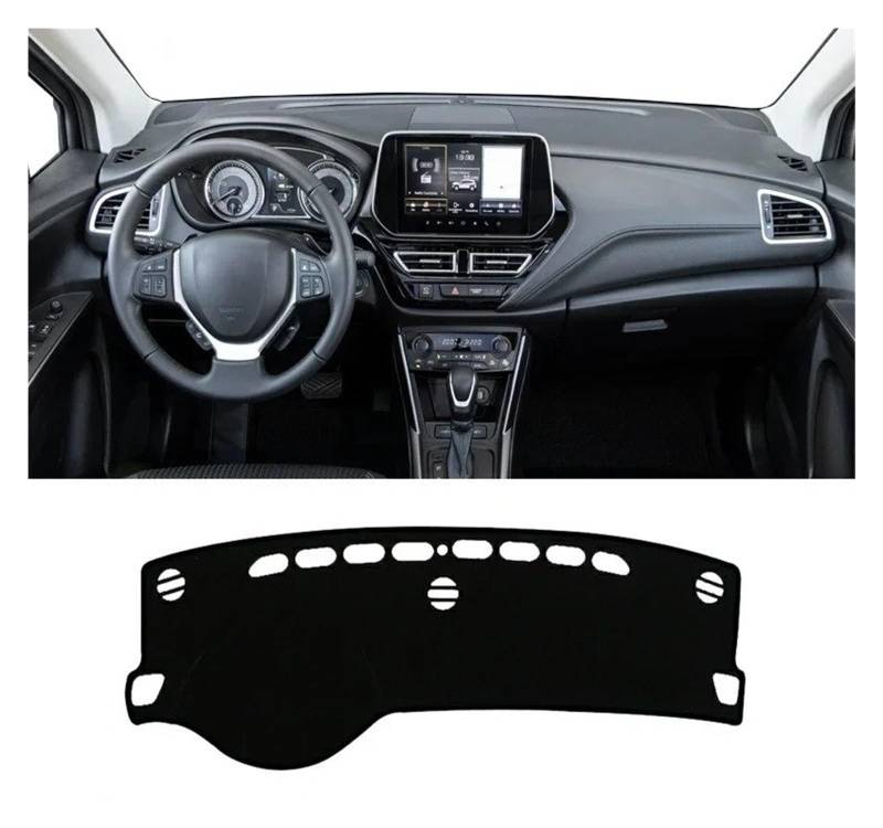 Armaturenbrett-Matte Für Suzuki Für S-Kreuz Für Scross MK3 2022 2023 2024 Für Hybrid Auto Dashboard Abdeckung Instrument Schreibtisch Sonnenschutz Matte Non-slip Pad Armaturenbrettmatte(A LHD Black Si von TjOta