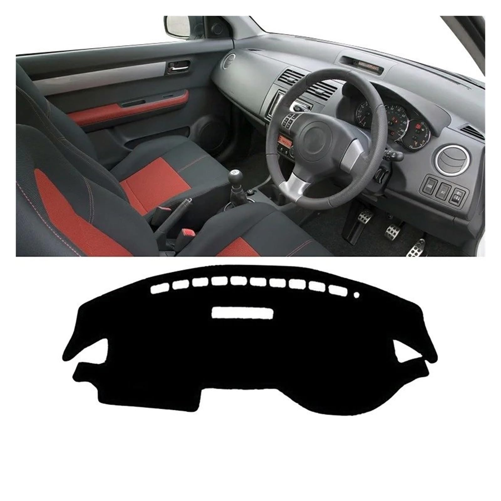 Armaturenbrett-Matte Für Suzuki Für Swift Sport 2005 2006 2007 2008 2009 2010 Auto Dashboard Matte Sonnenschutz Instrument Schreibtisch Nicht-Slip Abdeckung Armaturenbrettmatte(Black Side RHD) von TjOta