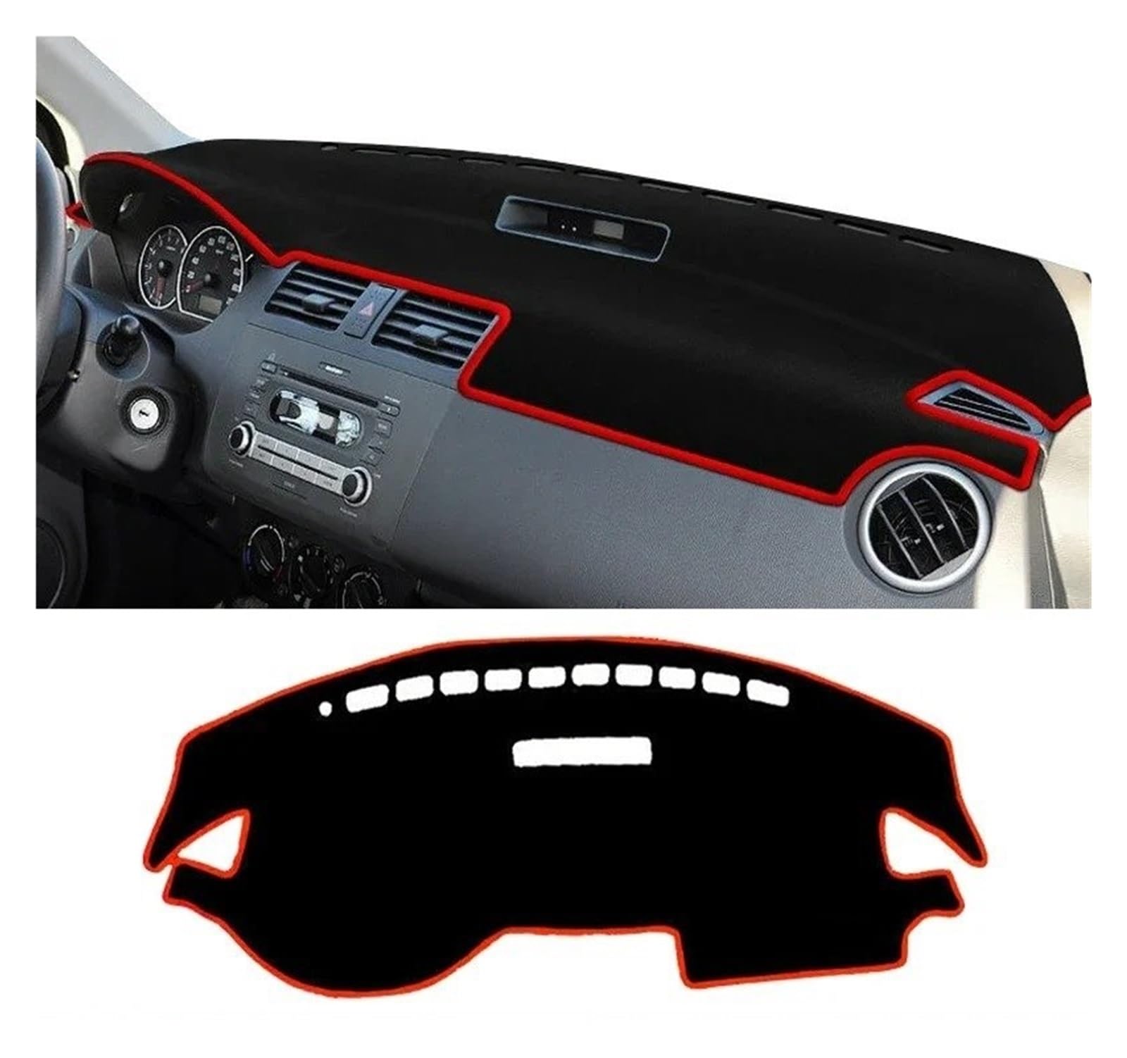 Armaturenbrett-Matte Für Suzuki Für Swift Sport 2005-2010 Auto Dashboard Abdeckung Vermeiden Licht Pads Nicht-Slip Teppiche Innen Zubehör Armaturenbrettmatte(LHD Red Side) von TjOta