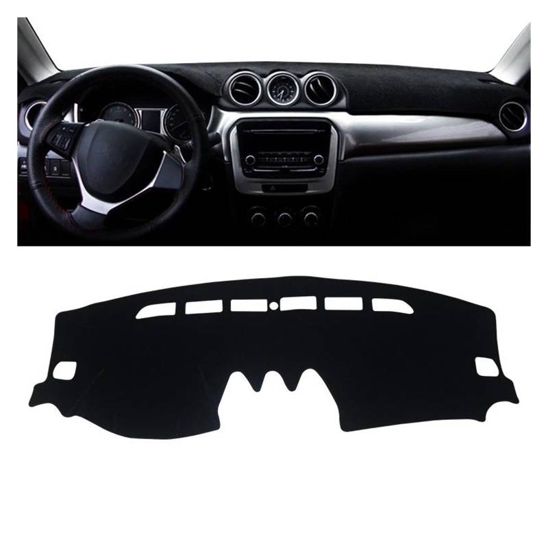 Armaturenbrett-Matte Für Suzuki Für Vitara LY Für Hybrid 2015-2022 Auto Dashboard Matte Sonnenschutz Instrument Schreibtisch Nicht-Slip Abdeckung Zubehör Armaturenbrettmatte(A LHD Black Side) von TjOta