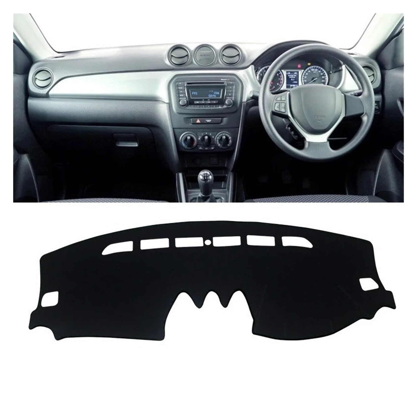 Armaturenbrett-Matte Für Suzuki Für Vitara LY Für Hybrid 2015-2022 Auto Dashboard Matte Sonnenschutz Instrument Schreibtisch Nicht-Slip Abdeckung Zubehör Armaturenbrettmatte(A RHD Black Side) von TjOta