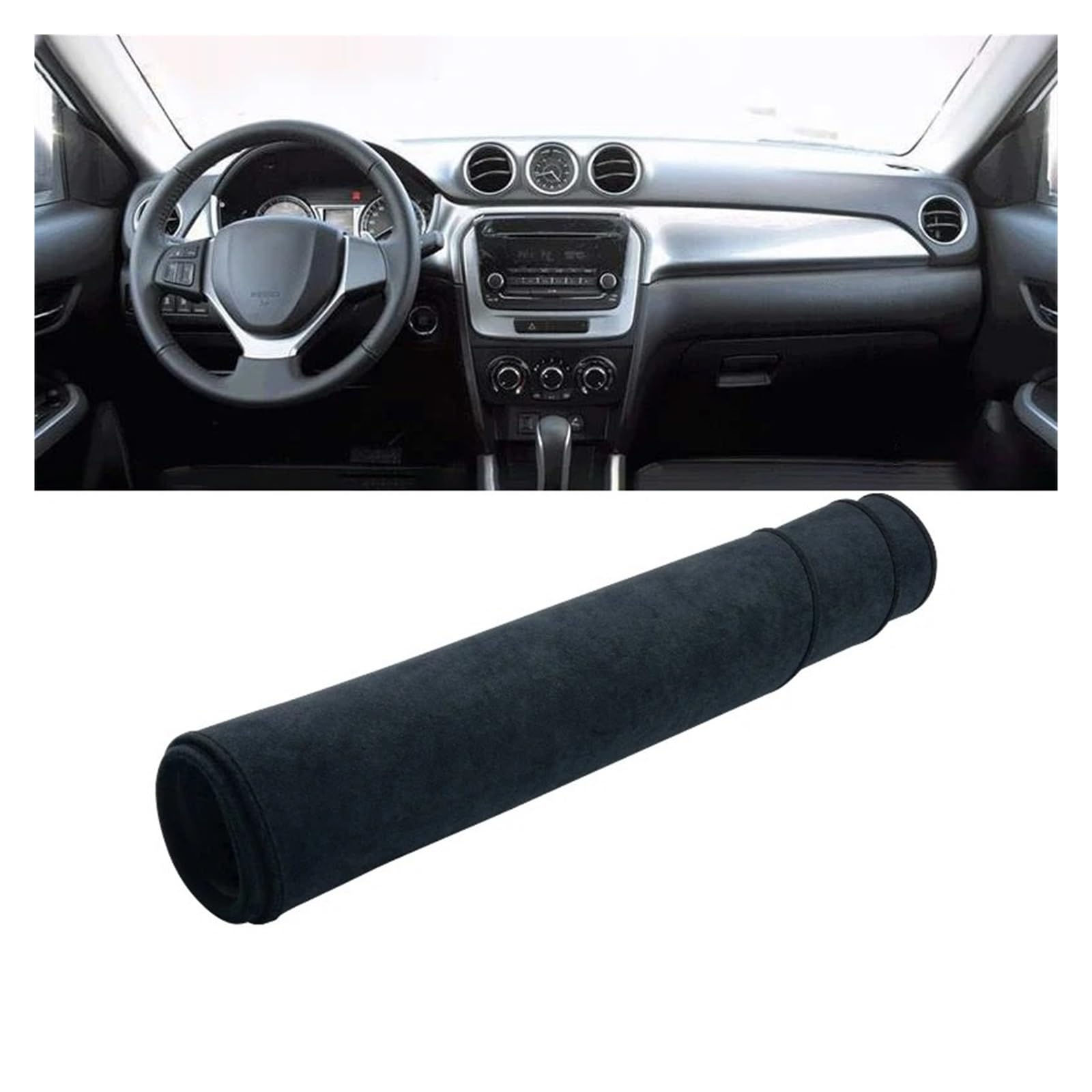 Armaturenbrett-Matte Für Suzuki Für Vitara LY Für Hybrid 2015-2022 Auto Dashboard Matte Sonnenschutz Instrument Schreibtisch Nicht-Slip Abdeckung Zubehör Armaturenbrettmatte(B LHD Black) von TjOta