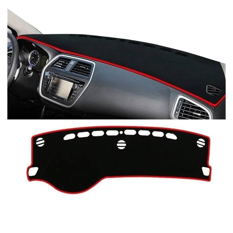 Armaturenbrett-Matte Für Suzuki SX4 Für S-Kreuz 2013 2014 2015 2016 2017 2018 2019 2020 Auto Dashboard Abdeckung Sonnenschutz Nicht-Slip Pad Zubehör Armaturenbrettmatte(A LHD Red Side) von TjOta