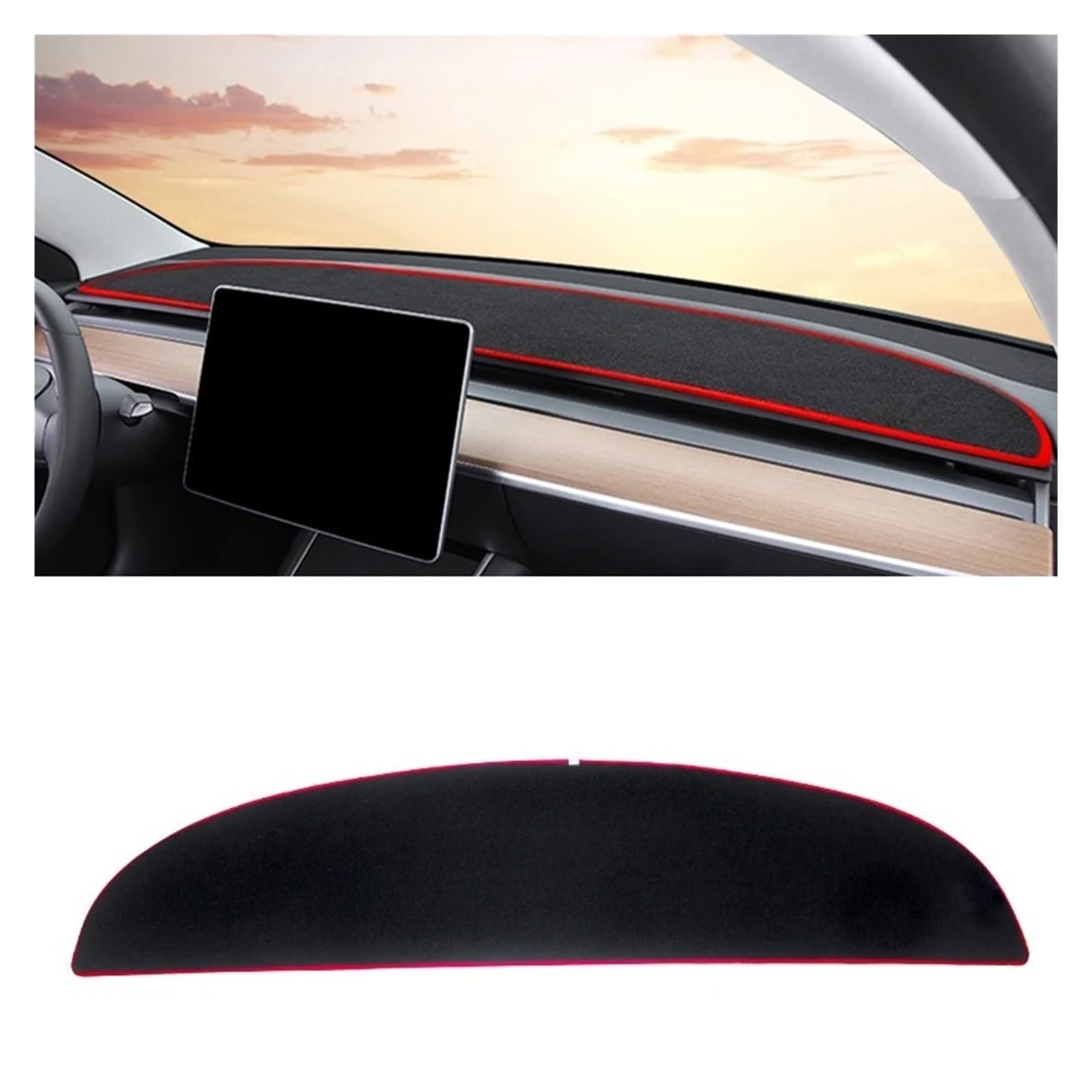 Armaturenbrett-Matte Für Tesla Für Modell 3 Y 2017 2018 2019 2020 2021 2022 2023 2024 Auto Dashboard Abdeckung Dash Matte Sonnenschutz Nicht-Slip Pad Armaturenbrettmatte(A Red Side) von TjOta