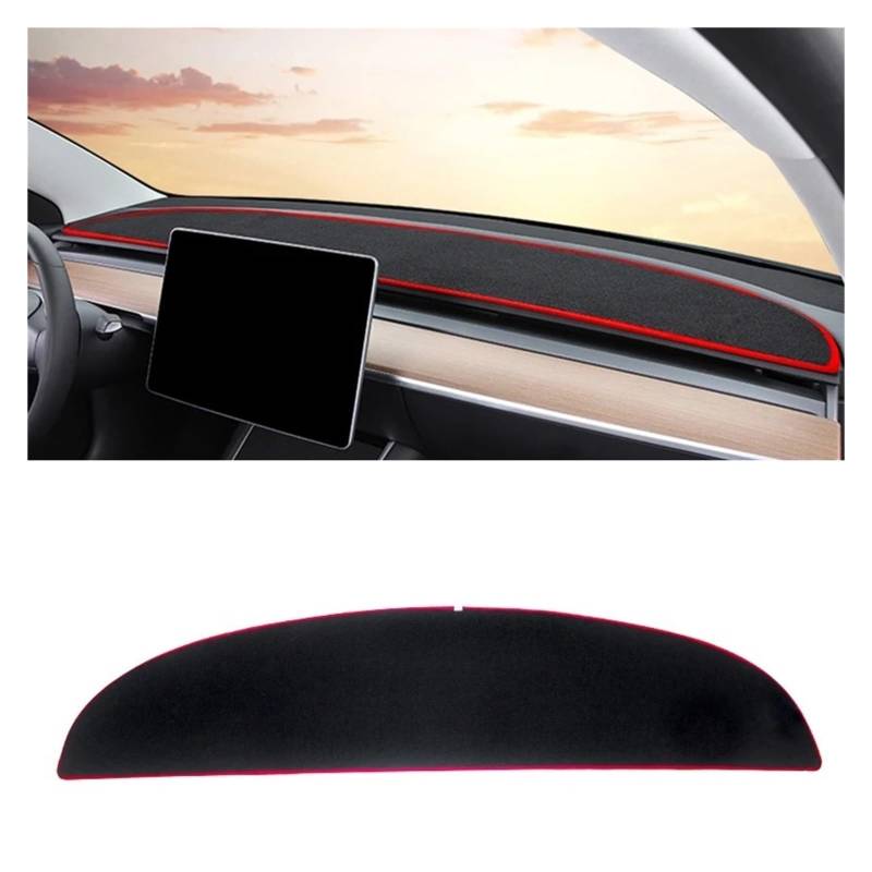 Armaturenbrett-Matte Für Tesla Für Modell 3 Y 2017 2018 2019 2020 2021 2022 2023 2024 Auto Dashboard Abdeckung Dash Matte Sonnenschutz Nicht-Slip Pad Armaturenbrettmatte(A Red Side) von TjOta