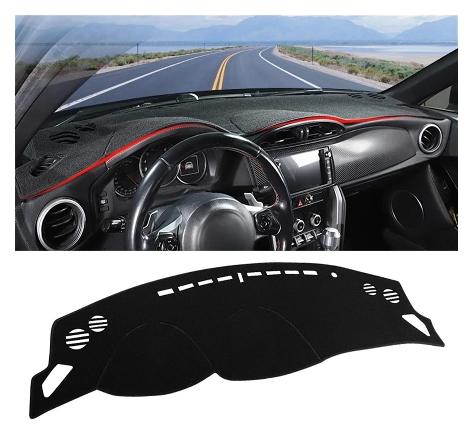 Armaturenbrett-Matte Für Toyota 86 GT86 2012 2013 2014 2015 2016 2017 2018 2019 2020 Auto Dashboard Abdeckung Dash Matte Sonnenschutz Nicht-Slip Pad Armaturenbrettmatte(A Black Side LHD) von TjOta