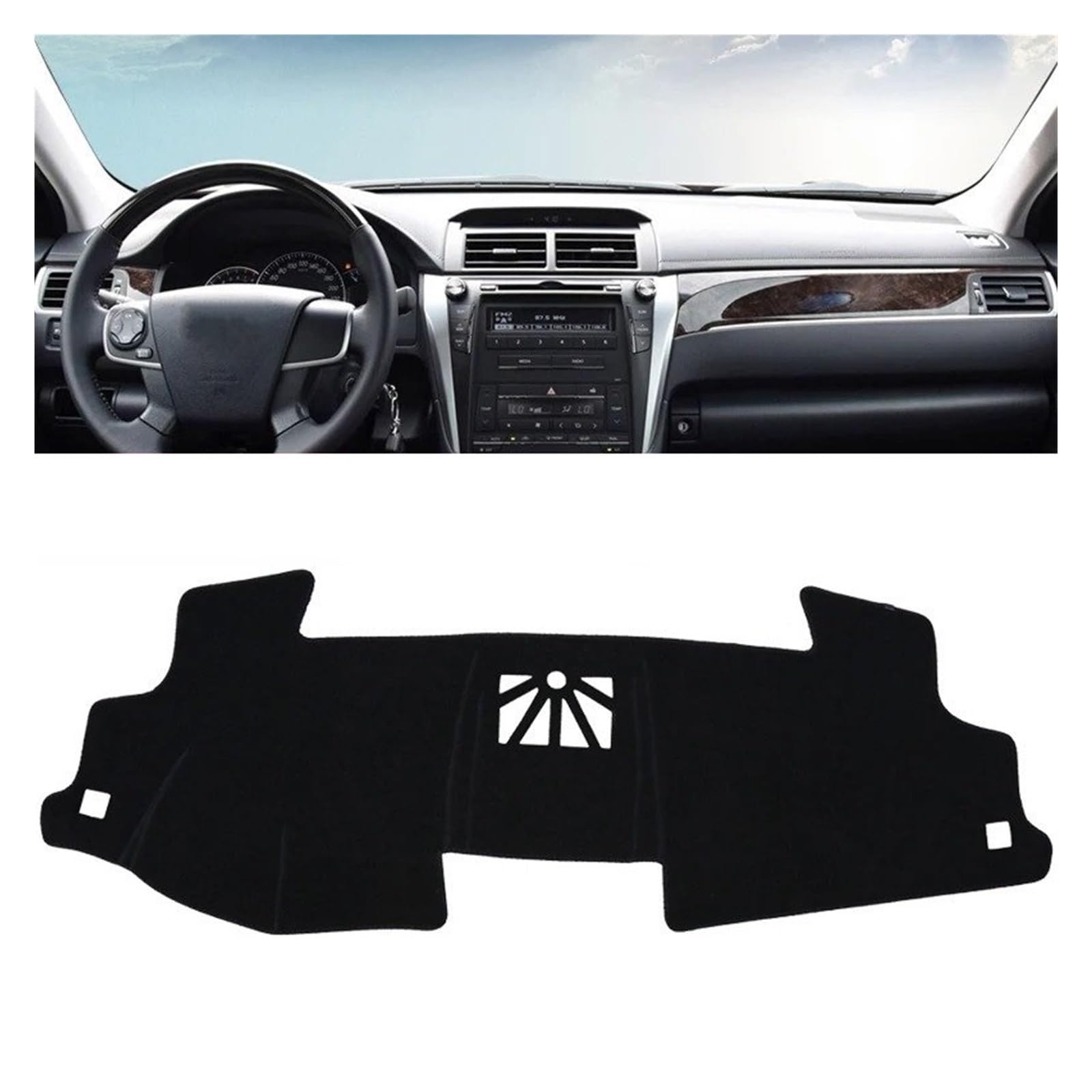 Armaturenbrett-Matte Für Toyota Für Camry 50 XV50 2012-2017 Auto Dashboard Abdeckung Sonnenschirm Pad Instrument Plattform Matte Teppiche Styling Armaturenbrettmatte(LHD Black Side) von TjOta