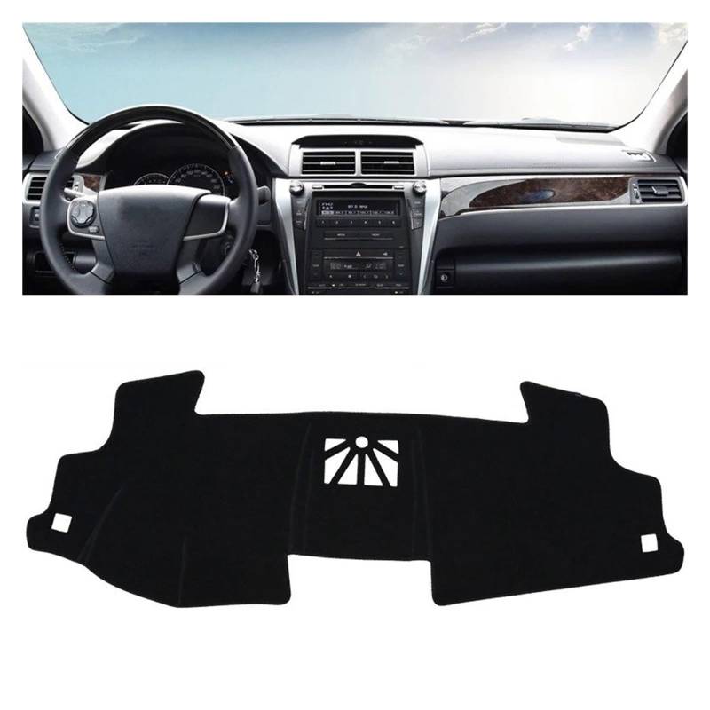 Armaturenbrett-Matte Für Toyota Für Camry 50 XV50 2012-2017 Auto Dashboard Abdeckung Sonnenschirm Pad Instrument Plattform Matte Teppiche Styling Armaturenbrettmatte(LHD Black Side) von TjOta