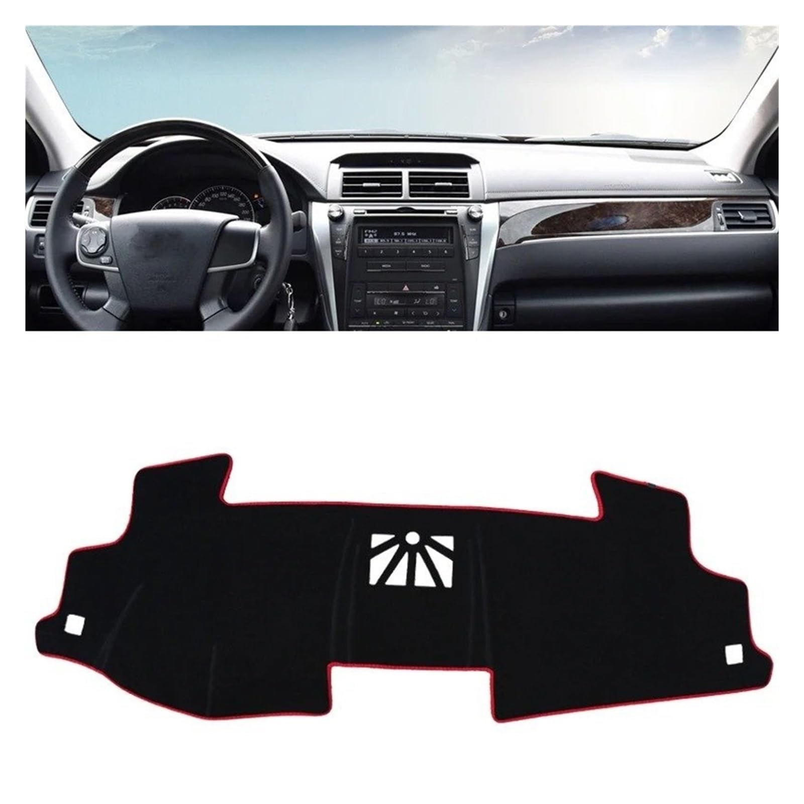 Armaturenbrett-Matte Für Toyota Für Camry 50 XV50 2012-2017 Auto Dashboard Abdeckung Sonnenschirm Pad Instrument Plattform Matte Teppiche Styling Armaturenbrettmatte(LHD Red Side) von TjOta