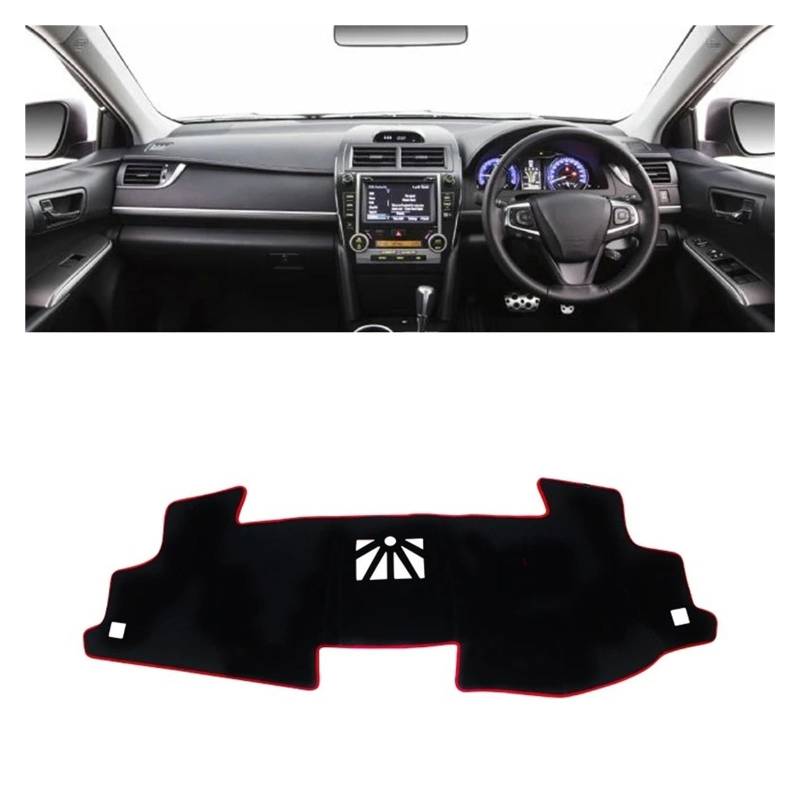 Armaturenbrett-Matte Für Toyota Für Camry 50 XV50 2012-2017 Auto Dashboard Abdeckung Sonnenschirm Pad Instrument Plattform Matte Teppiche Styling Armaturenbrettmatte(RHD Red Side) von TjOta