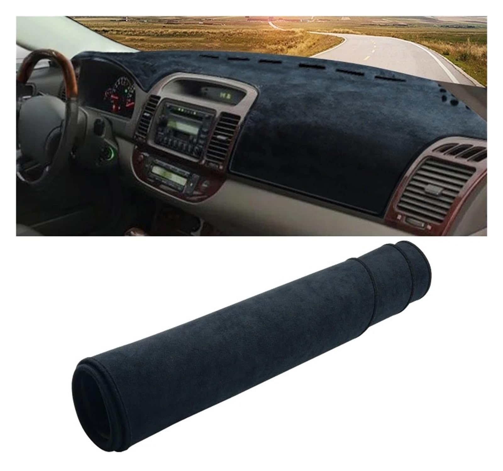 Armaturenbrett-Matte Für Toyota Für Camry XV30 2002-2006 Auto Dashboard Abdeckung Vermeiden Licht Pads Instrument Panel Anti-Uv-Schutz Teppiche Armaturenbrettmatte(LHD Black) von TjOta