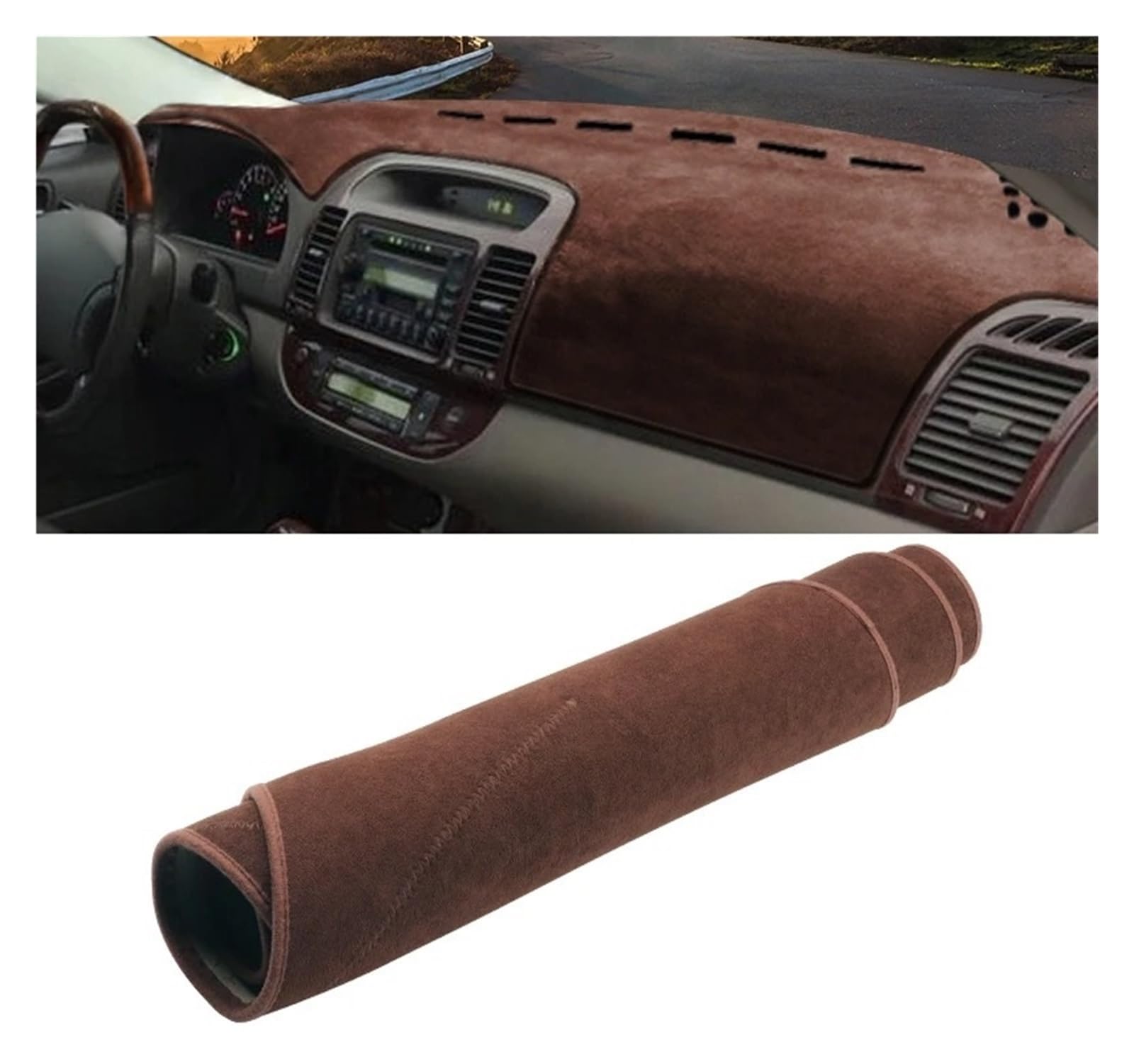 Armaturenbrett-Matte Für Toyota Für Camry XV30 2002-2006 Auto Dashboard Abdeckung Vermeiden Licht Pads Instrument Panel Anti-Uv-Schutz Teppiche Armaturenbrettmatte(LHD Brown) von TjOta