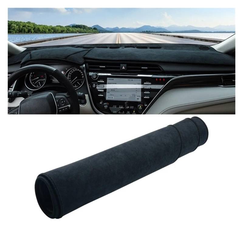 Armaturenbrett-Matte Für Toyota Für Camry XV70 2018-2024 Auto Dashboard Abdeckung Vermeiden Licht Pads Sonnenschutz Matten Anti-Uv Fall Teppiche Armaturenbrettmatte(B LHD with HUD Black) von TjOta