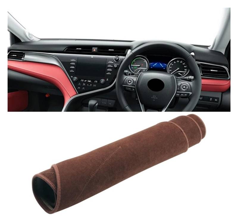 Armaturenbrett-Matte Für Toyota Für Camry XV70 2018-2024 Auto Dashboard Abdeckung Vermeiden Licht Pads Sonnenschutz Matten Anti-Uv Fall Teppiche Armaturenbrettmatte(B RHD with HUD Brown) von TjOta