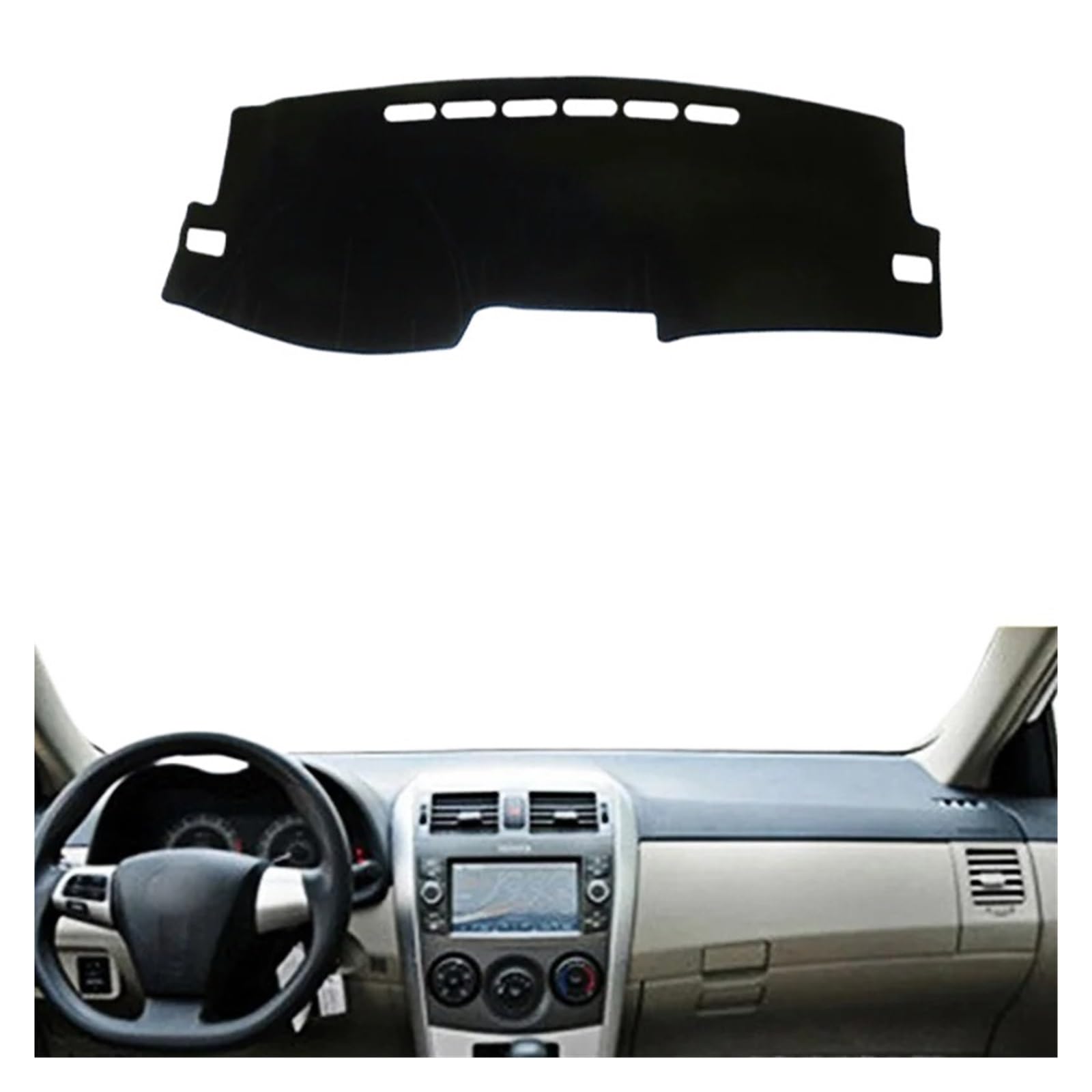 Armaturenbrett-Matte Für Toyota Für Corolla 2006-2013 Auto Dashboard Abdeckung Dash Matte Auto Nicht-Slip Sonnenschutz Pad Teppich Anti-Uv Auto Zubehör Armaturenbrettmatte(LHD Black) von TjOta