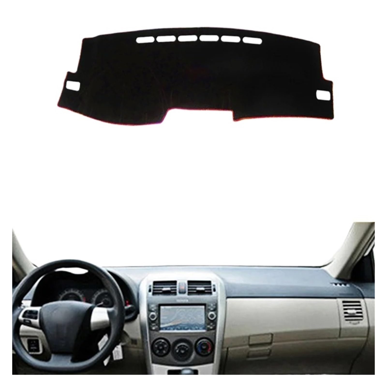 Armaturenbrett-Matte Für Toyota Für Corolla 2006-2013 Auto Dashboard Abdeckung Dash Matte Auto Nicht-Slip Sonnenschutz Pad Teppich Anti-Uv Auto Zubehör Armaturenbrettmatte(LHD Red) von TjOta