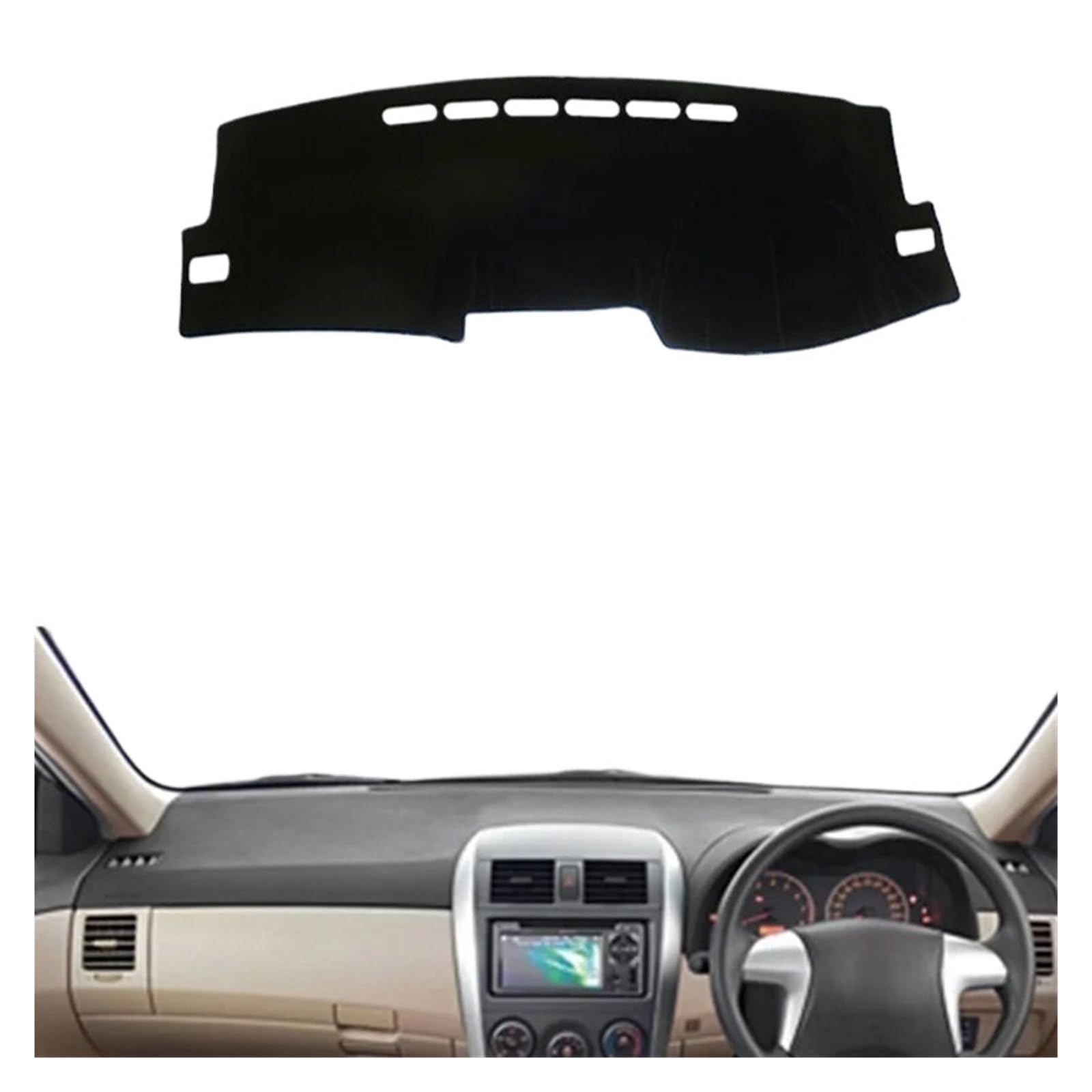 Armaturenbrett-Matte Für Toyota Für Corolla 2006-2013 Auto Dashboard Abdeckung Dash Matte Auto Nicht-Slip Sonnenschutz Pad Teppich Anti-Uv Auto Zubehör Armaturenbrettmatte(RHD Black) von TjOta