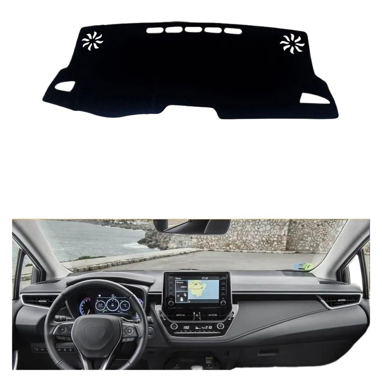 Armaturenbrett-Matte Für Toyota Für Corolla 2019 2020 Auto Dashboard Vermeiden Licht Pad Instrument Plattform Schreibtisch Abdeckung Matten Teppiche Zubehör Armaturenbrettmatte(LHD Black Side) von TjOta