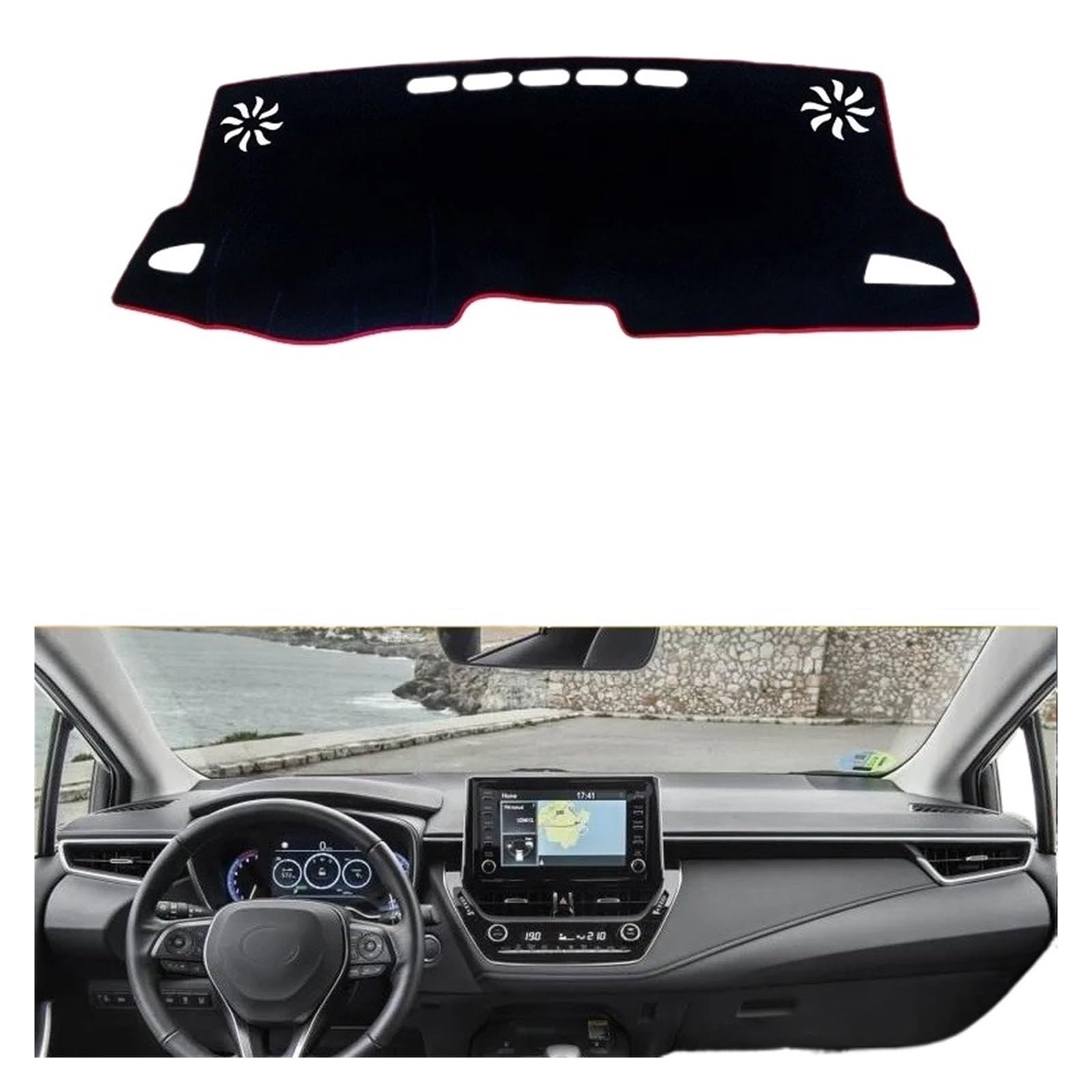 Armaturenbrett-Matte Für Toyota Für Corolla 2019 2020 Auto Dashboard Vermeiden Licht Pad Instrument Plattform Schreibtisch Abdeckung Matten Teppiche Zubehör Armaturenbrettmatte(LHD Red Side) von TjOta
