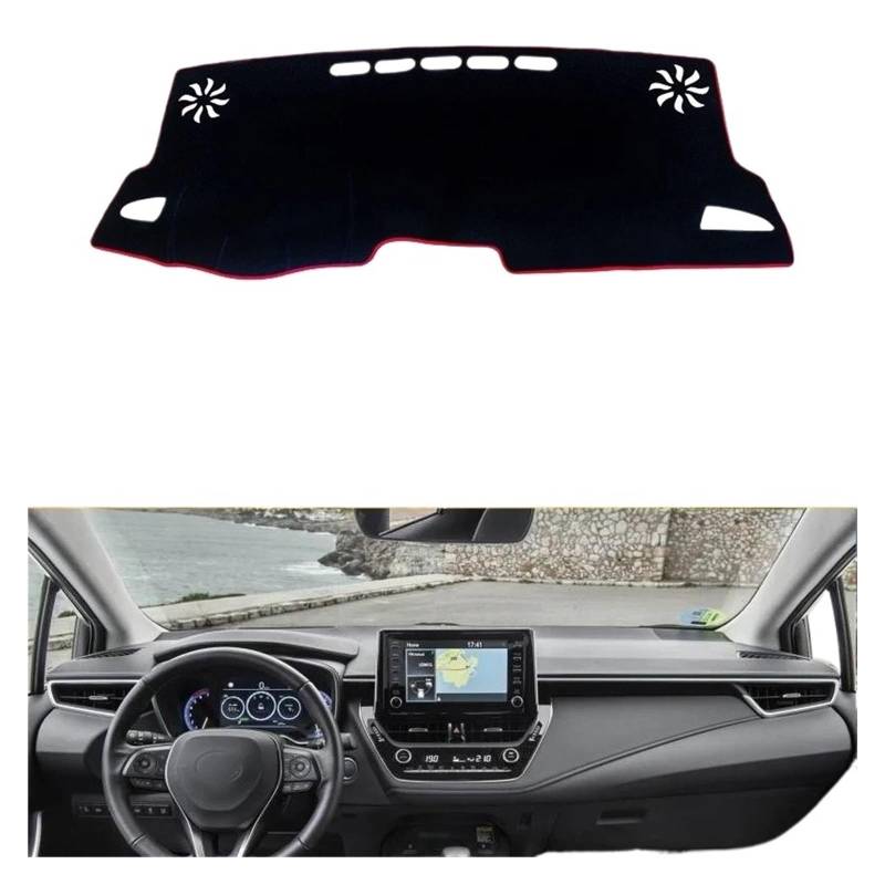 Armaturenbrett-Matte Für Toyota Für Corolla 2019 2020 Auto Dashboard Vermeiden Licht Pad Instrument Plattform Schreibtisch Abdeckung Matten Teppiche Zubehör Armaturenbrettmatte(LHD Red Side) von TjOta