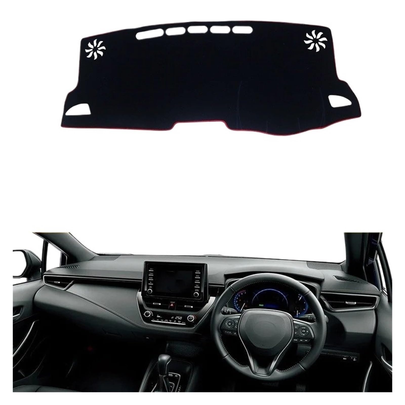 Armaturenbrett-Matte Für Toyota Für Corolla 2019 2020 Auto Dashboard Vermeiden Licht Pad Instrument Plattform Schreibtisch Abdeckung Matten Teppiche Zubehör Armaturenbrettmatte(RHD Red Side) von TjOta