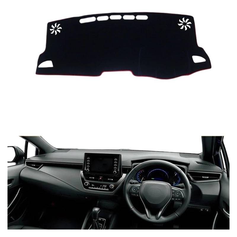 Armaturenbrett-Matte Für Toyota Für Corolla 2019 2020 Auto Dashboard Vermeiden Licht Pad Instrument Plattform Schreibtisch Abdeckung Matten Teppiche Zubehör Armaturenbrettmatte(RHD Red Side) von TjOta