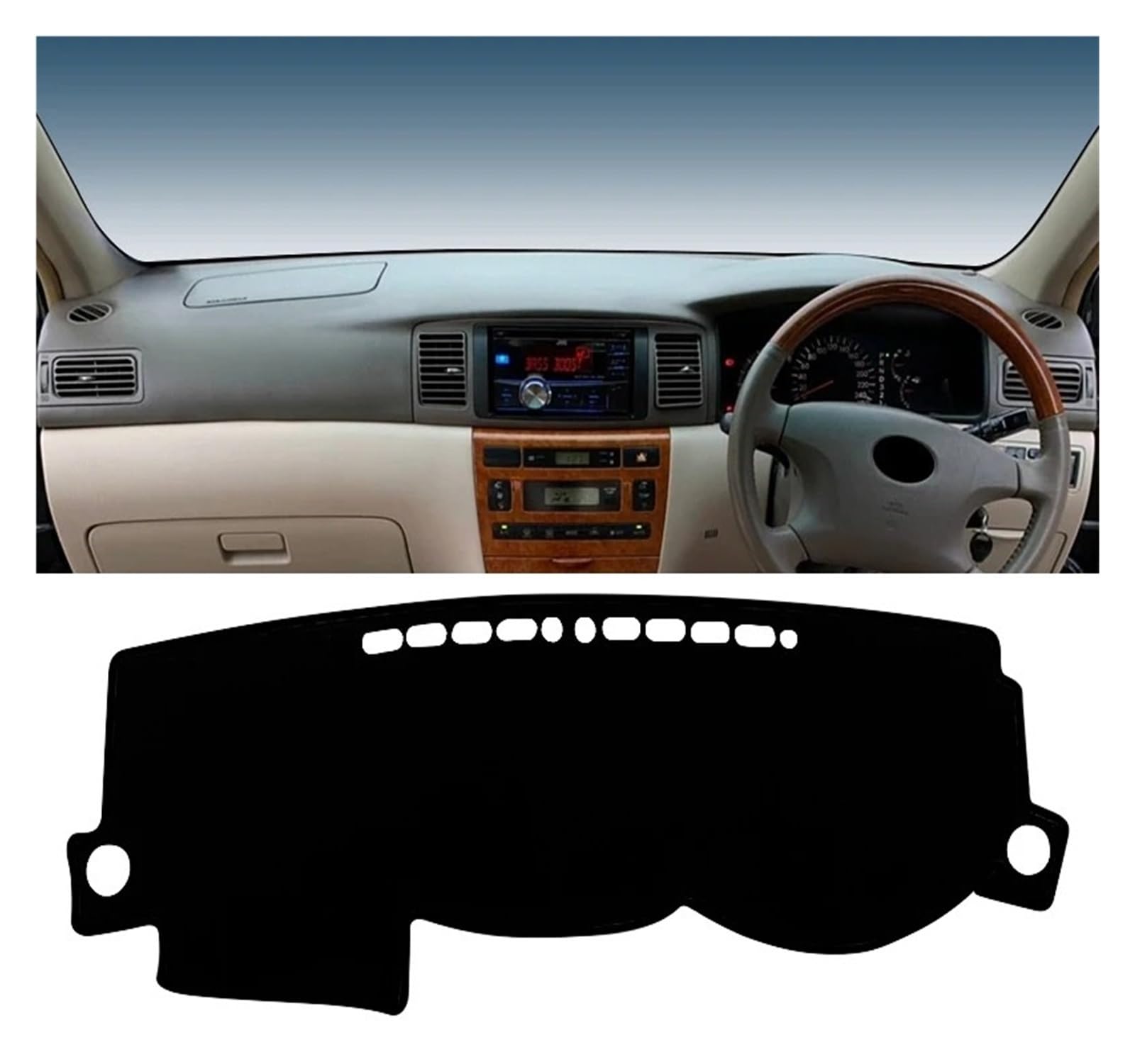 Armaturenbrett-Matte Für Toyota Für Corolla E120 E130 2002-2007 Auto Dashboard Abdeckung Vermeiden Licht Pad Sonnenschutz Matte Nicht-Slip Teppiche Armaturenbrettmatte(RHD Black Side) von TjOta